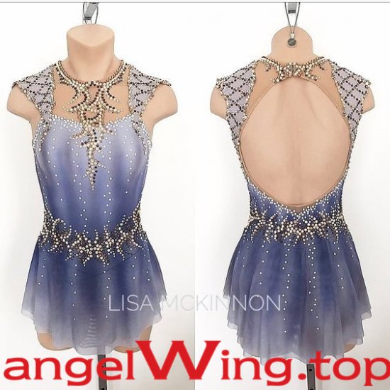 Blue White Ice Skating Dress Women 2017 A021 - Click Image to Close