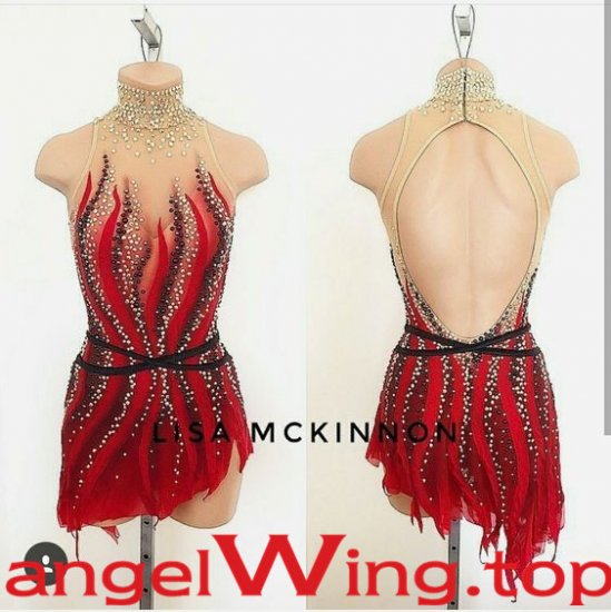 Red Ice Skating Dresses Girls Women 2018 A046 - Click Image to Close