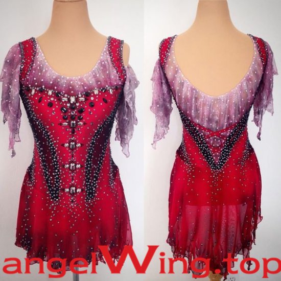 Red Ice Skating Dresses Girls Women 2018 A044 - Click Image to Close