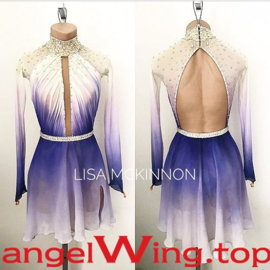 Blue White Ice Skating Dress Women 2018 A023 - Click Image to Close