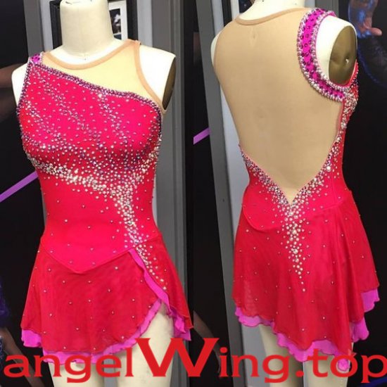 Ice Skating Dresses Red Women Girls 2018 A008 - Click Image to Close