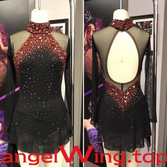 Figure Skating Dresses Red Black Expensive Women 2017 A011 - Click Image to Close