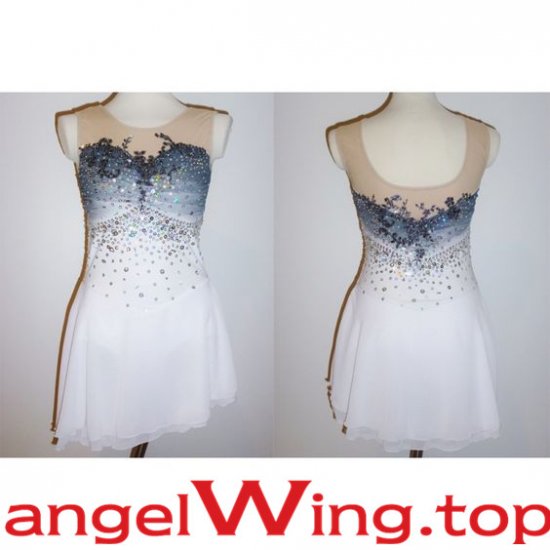 Grey White Ice Skating Dresses Women 2018 A090 - Click Image to Close