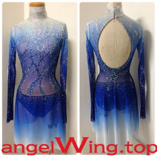 Blue Ice Skating Dresses Girls Women 2018 A081 - Click Image to Close