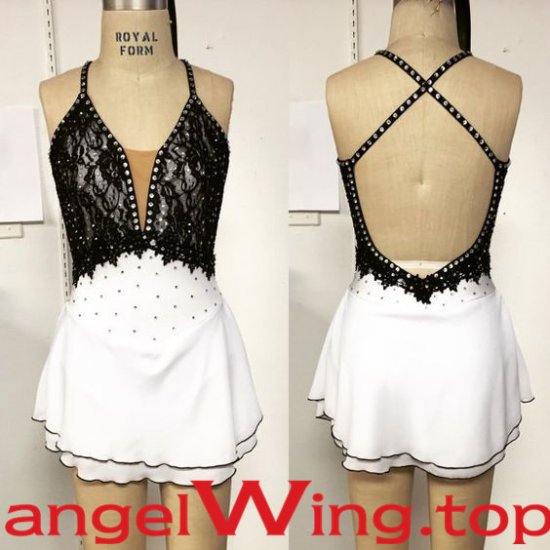 Black White Ice Skating Dresses Women 2018 A091 - Click Image to Close