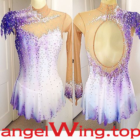 Purle Ice Skating Dress Women White 2018 A029 - Click Image to Close